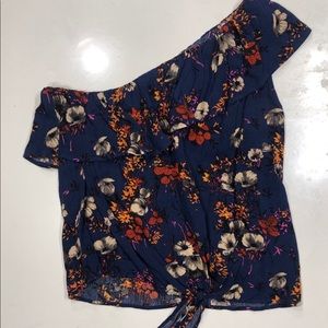 One shoulder floral top